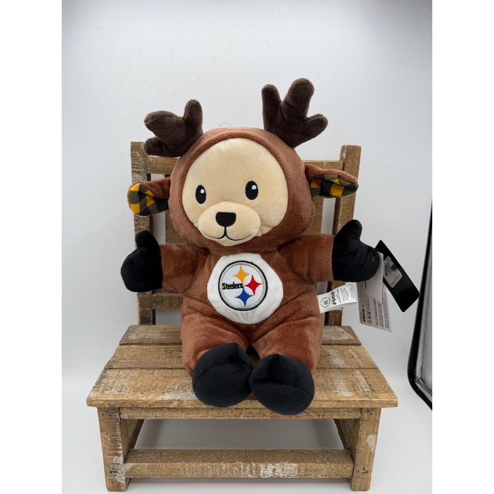 FOCO Reindeer Plush NFL Pittsburgh Steelers OS Brown NWT Holiday Fan Decor